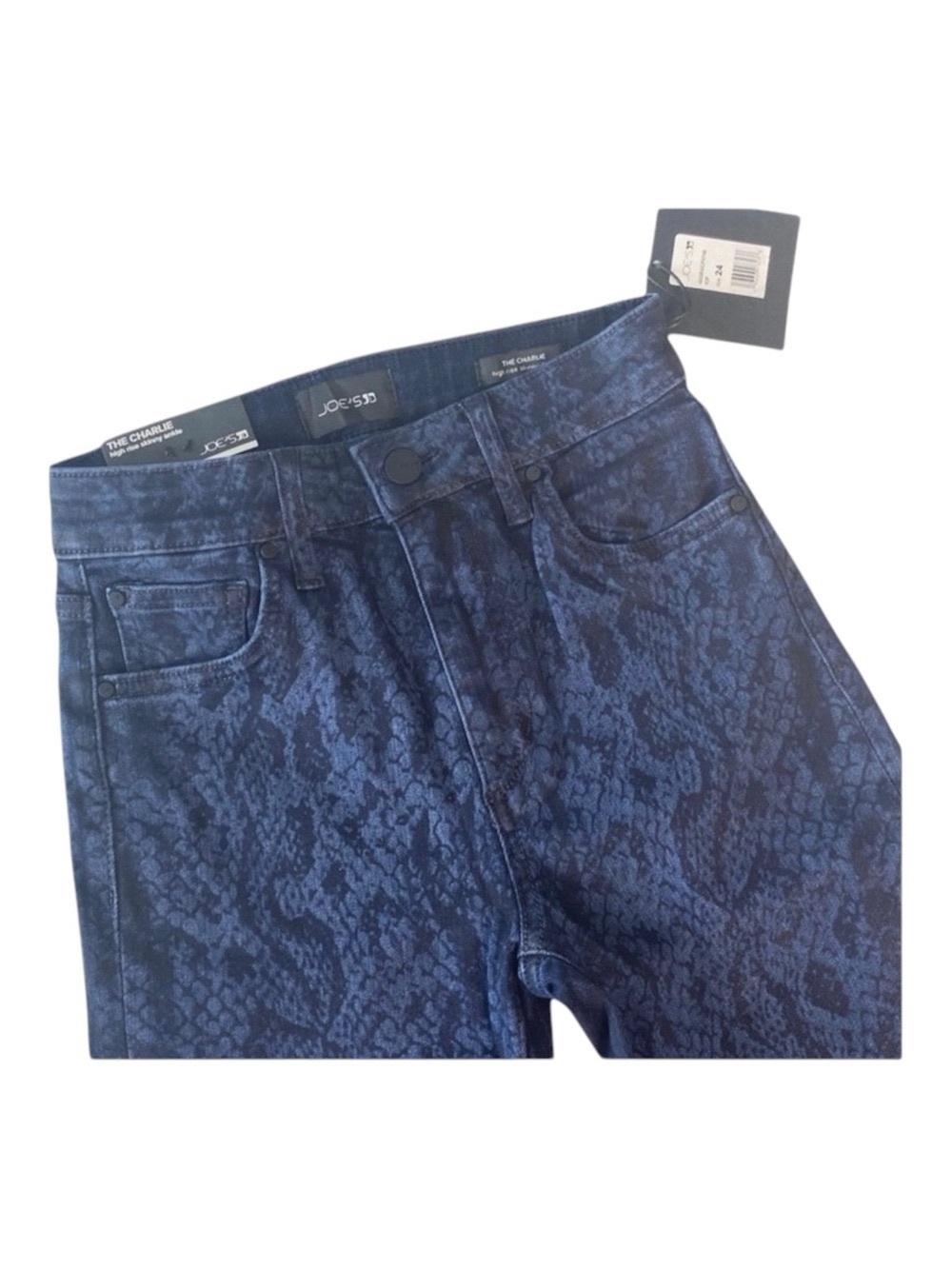 new Joe's Jeans ㋛ Charlie Skinny High Waist Jean ㋛ Coated Navy Python Print ㋛ - Picture 13 of 16